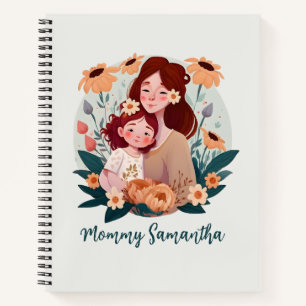 Adorable Mama und Tochterbank - Blumenrahmen (3) Notizblock