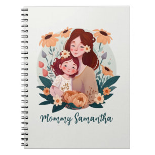 Adorable Mama und Tochterbank - Blumenrahmen (3) Notizblock