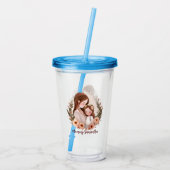 Adorable Mama und Tochterbank - Blumenrahmen Acryltrinkbecher (Rückseite)