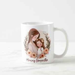 Adorable Mama und Tochterbank - Blumenrahmen Kaffeetasse