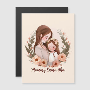 Adorable Mama und Tochterbank - Blumenrahmen Magnetkarte
