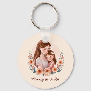 Adorable Mama und Tochterbank - Blumenrahmen Schlüsselanhänger