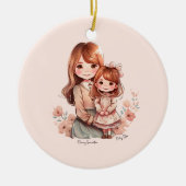 Adorable Mama und Tochterbank Keramik Ornament (Vorne)