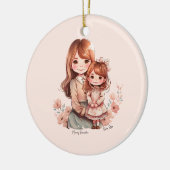 Adorable Mama und Tochterbank Keramik Ornament (Links)