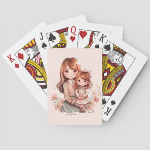 Adorable Mama und Tochterbank Spielkarten