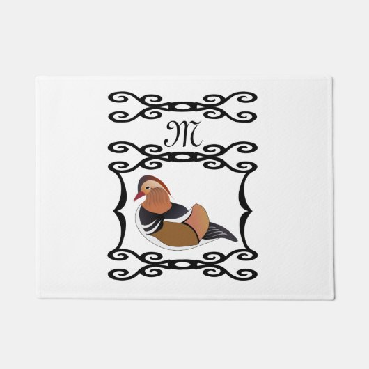 Adorable Mandarin Duck Cartoon Monogram Fußmatte (Vorderseite)