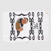 Adorable Mandarin Duck Cartoon Monogram Golfhandtuch (Horizontal)