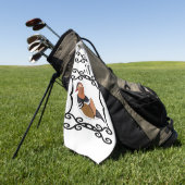 Adorable Mandarin Duck Cartoon Monogram Golfhandtuch (Gras)
