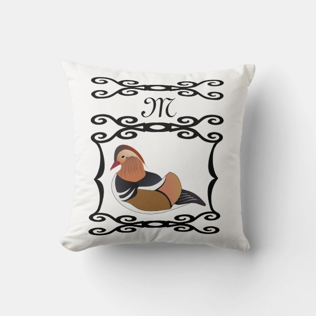 Adorable Mandarin Duck Cartoon Monogram Kissen (Vorderseite)