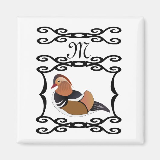 Adorable Mandarin Duck Cartoon Monogram Magnet (Vorne)