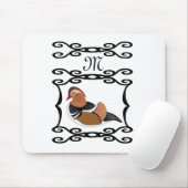 Adorable Mandarin Duck Cartoon Monogram Mousepad (Mit Mouse)