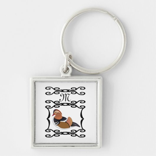 Adorable Mandarin Duck Cartoon Monogram Schlüsselanhänger (Vorne)