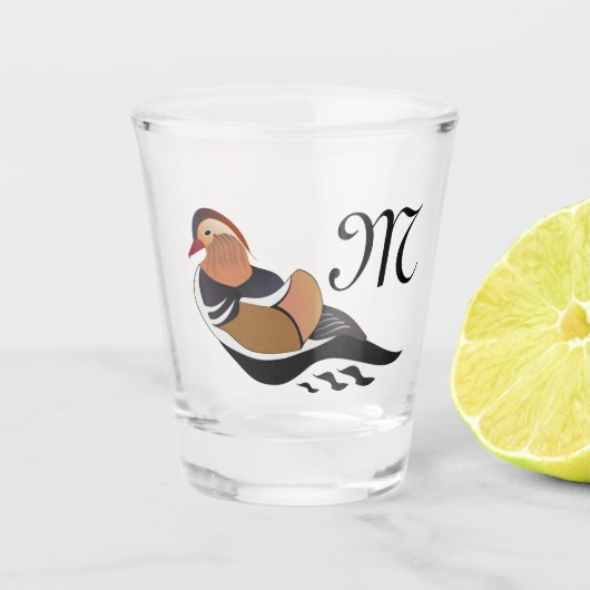 Adorable Mandarin Duck Cartoon Schnapsglas (Vorderseite)