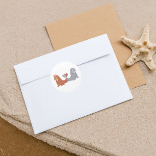 Adorable männlich und weiblich runder aufkleber