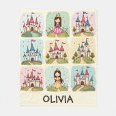 Adorable Märchenprinzessin und Burg Doodles Fleecedecke (Vorderseite)