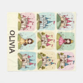 Adorable Märchenprinzessin und Burg Doodles Fleecedecke (Vorderseite (Horizontal))