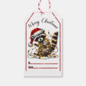 Adorable Marcoon verpackt in Weihnachtsbeleuchtung Geschenkanhänger (Vorderseite)