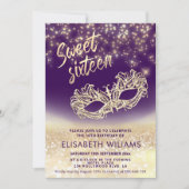 Adorable Masquerade bezaubernd glitterte ombre Einladung (Vorderseite)