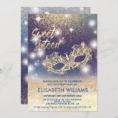 Adorable Masquerade charmante glittery ombre Inv Einladung (Vorne/Hinten)