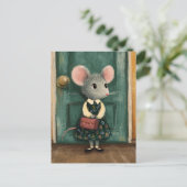 Adorable Maus am ersten Schultag Postkarte (Stehend Vorderseite)