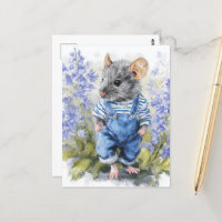 Adorable Maus in Denim in den Blume