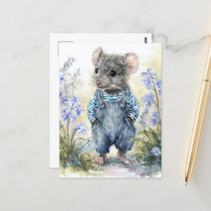 Adorable Maus in Denim Postkarte