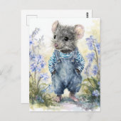 Adorable Maus in Denim Postkarte (Vorne/Hinten)