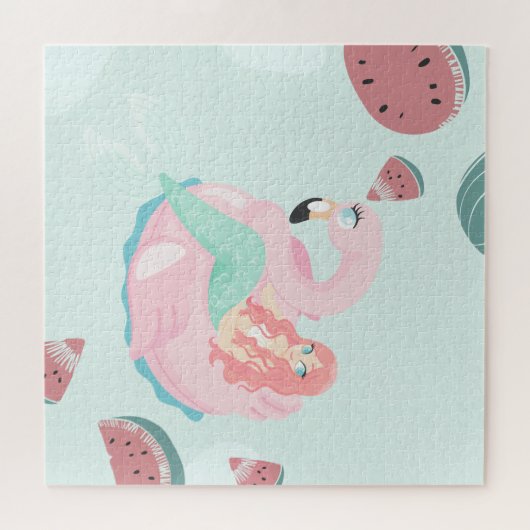 Adorable Meerjungfrau, Wassermelone Puzzle (Horizontal)