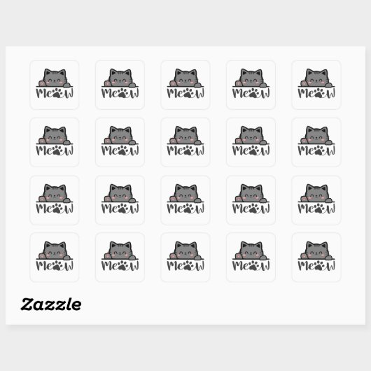 Adorable Meow Niedlich Cat Sticker Square Kitesdes (Blatt)