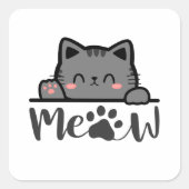Adorable Meow Niedlich Cat Sticker Square Kitesdes (Vorderseite)