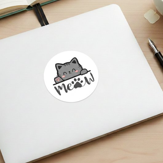 Adorable Meow Niedlich Cat Sticker Square Kitesdes