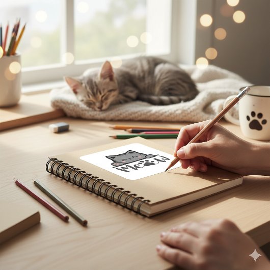 Adorable Meow Niedlich Cat Sticker Square Kitesdes