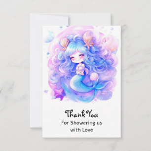 Adorable Mermaid Baby Dusche Magie Dankeskarte