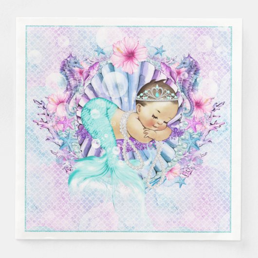 Adorable Mermaid Baby Dusche Napkins Serviette (Vorderseite)