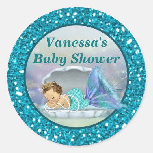 Adorable Mermaid Baby Shower Aufkleber #130 (Vorderseite)