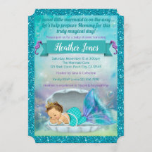 Adorable Mermaid Baby Shower Einladungen 130 Light