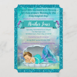 Adorable Mermaid Baby Shower Einladungen 130 Light