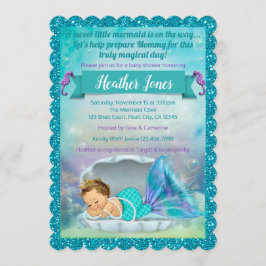 Adorable Mermaid Baby Shower Einladungen 130 Light
