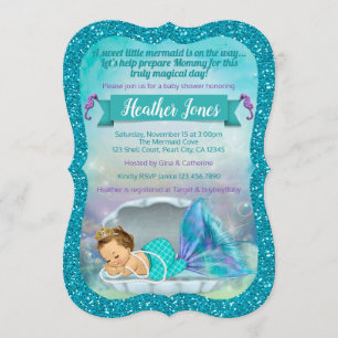 Adorable Mermaid Baby Shower Einladungen 130 Light