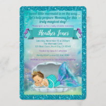Adorable Mermaid Baby Shower Einladungen 130 Light