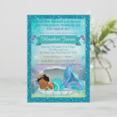 Adorable Mermaid Baby Shower Einladungen #135 DARK (Stehend Vorderseite)
