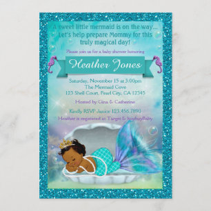 Adorable Mermaid Baby Shower Einladungen #135 DARK