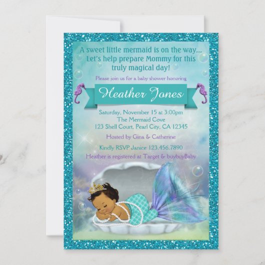 Adorable Mermaid Baby Shower Einladungen #136 MED (Vorderseite)