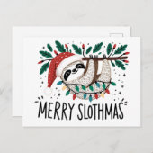 Adorable Merry Slothmas Postkarte (Vorne/Hinten)