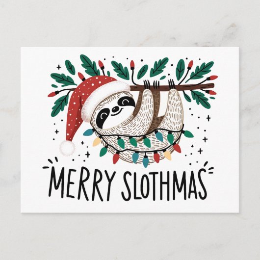 Adorable Merry Slothmas Postkarte (Vorderseite)