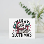 Adorable Merry Slothmas Postkarte (Stehend Vorderseite)