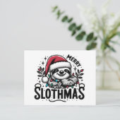 Adorable Merry Slothmas Postkarte (Stehend Vorderseite)