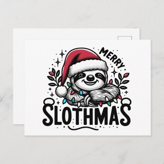 Adorable Merry Slothmas Postkarte (Vorne/Hinten)