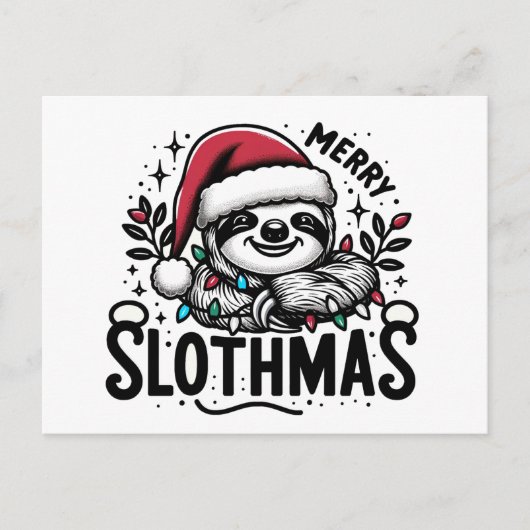 Adorable Merry Slothmas Postkarte (Vorderseite)