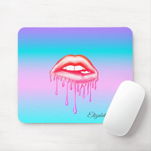 Adorable Metallic Dripping Lips Holographic Mousepad (Mit Mouse)